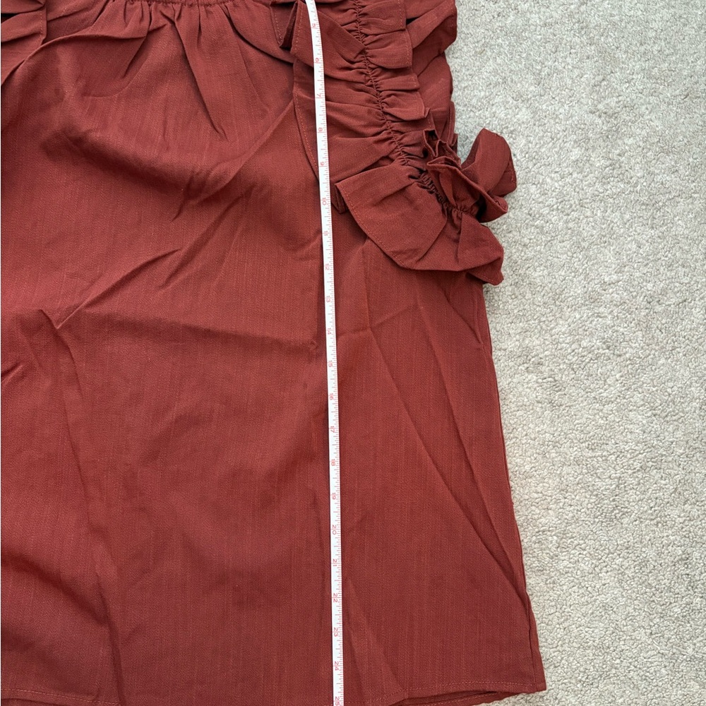 Ruffled Brown Sleeveless Top - Picture 6 of 8